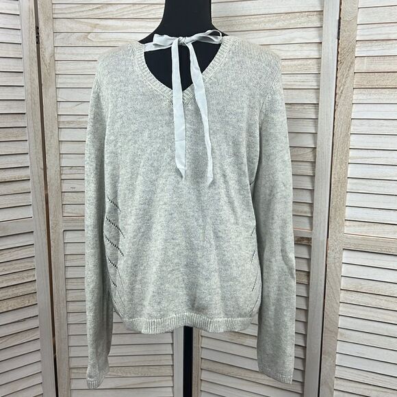 Anthropologie Moth Pointelle Tie-Back Sweater Large - Picture 5 of 11
